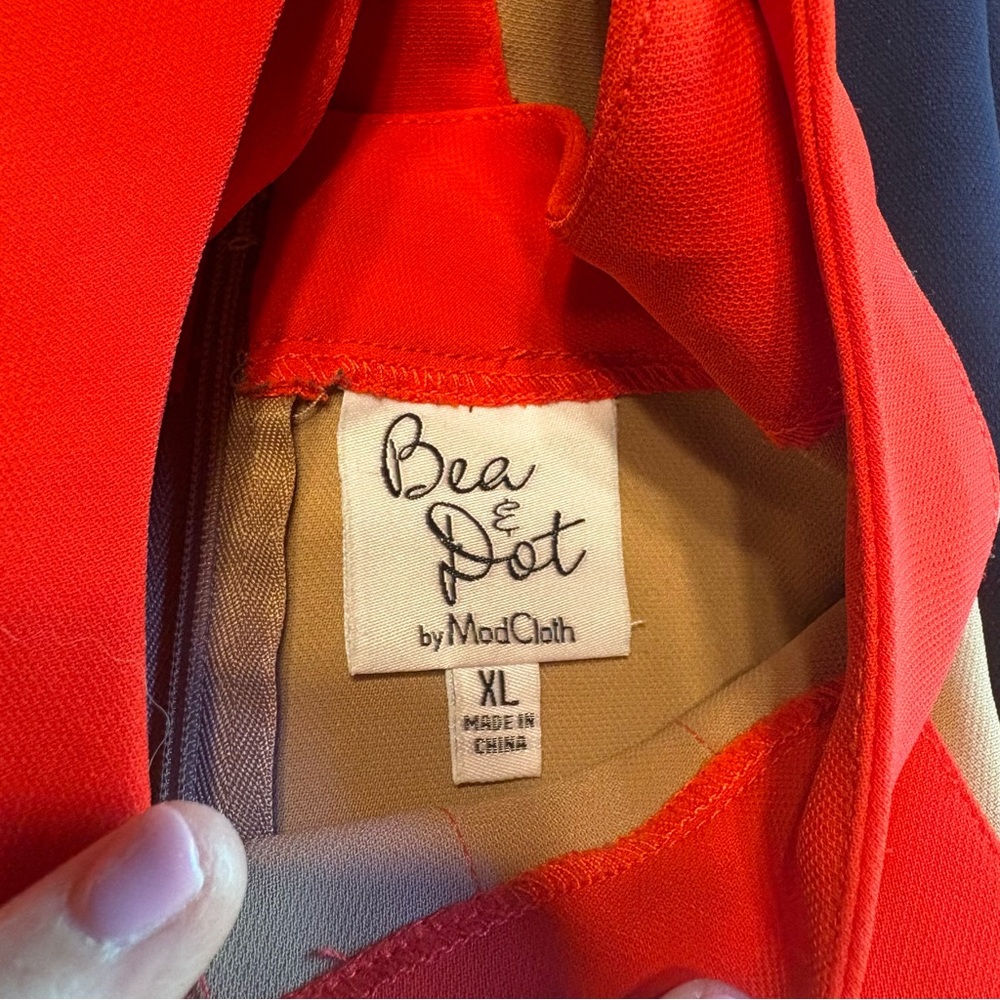 Bea and Dot by ModCloth Mini Sleeveless Dress, Size XL, Navy Red and Tan - Picture 5 of 7
